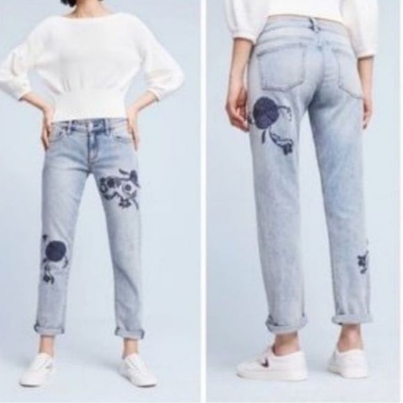 Anthropologie | Pilcro Hyphen Embroidered Mid-Rise Jeans - Picture 3 of 8